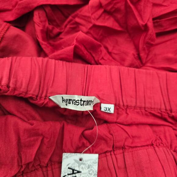 NWT Women's midi skirt Sz 3X red boho embroidered cotton cottagecore peasant art - Picture 8 of 9